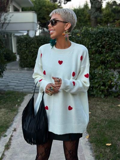 EKRU KALP NAKIŞLI TRİKO KAZAK