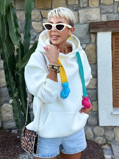 EKRU S.STUDIO RENKLİ İPLİ HOODIE