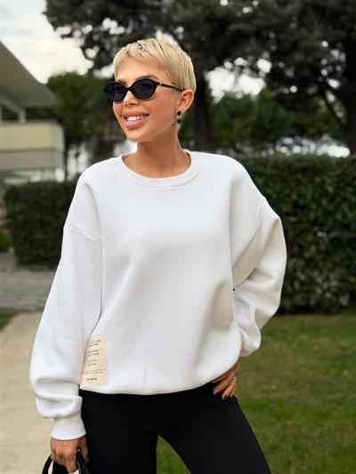 EKRU S.STUDIO RİBANA YAKA OVERSIZE SWEATSHIRT