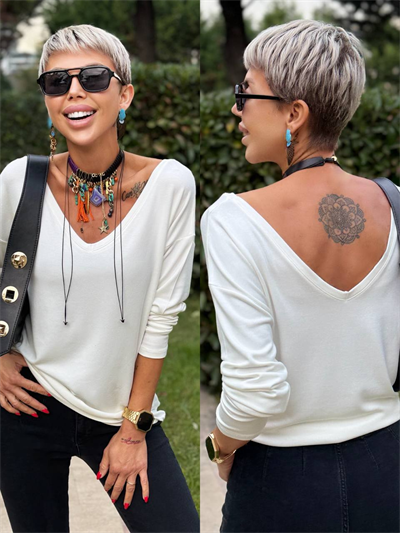 EKRU S.STUDIO ÖN ARKA V YAKA PREMIUM BLUZ