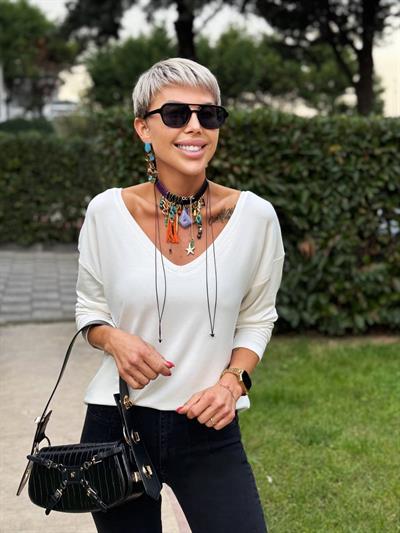 EKRU S.STUDIO ÖN ARKA V YAKA PREMIUM BLUZ