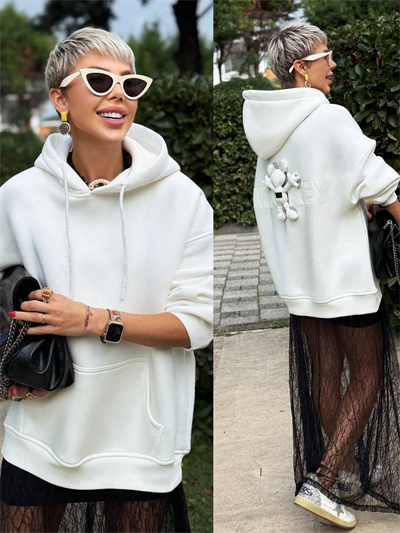 EKRU S.STUDIO MICKEY TASARIM HOODİE