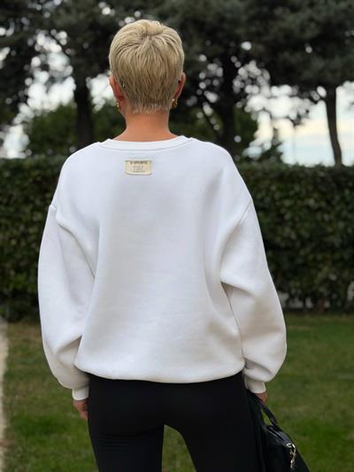 EKRU S.STUDIO RİBANA YAKA OVERSIZE SWEATSHIRT