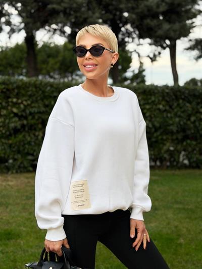 EKRU S.STUDIO RİBANA YAKA OVERSIZE SWEATSHIRT