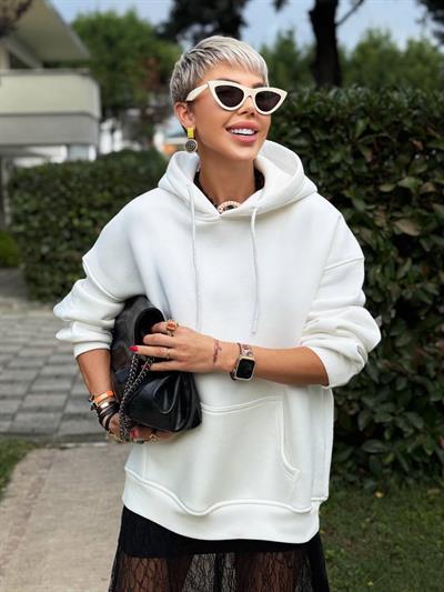 EKRU S.STUDIO MICKEY TASARIM HOODİE