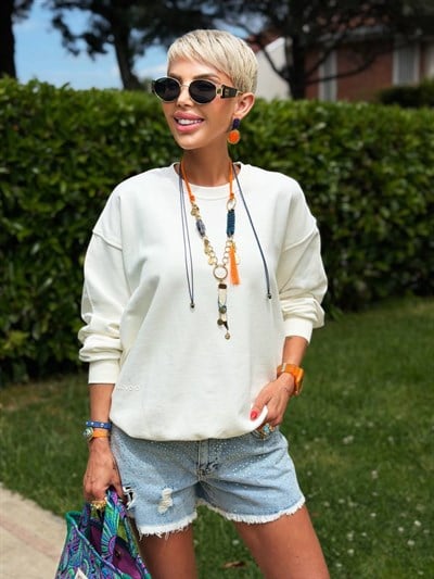 EKRU S.STUDIO YIKAMALI OVERSIZE SWEATSHIRT