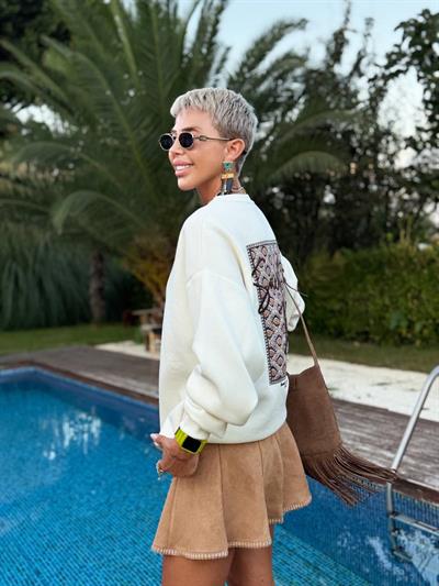 EKRU SACRED THREADS SIRT DETAY SWEATSHIRT