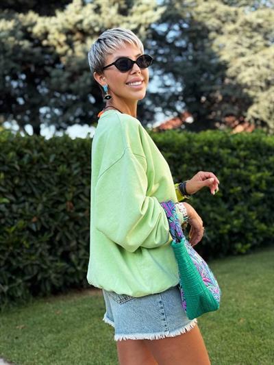 FISTIK YEŞİLİ S.STUDIO YIKAMALI SWEATSHIRT