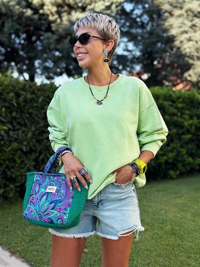 FISTIK YEŞİLİ S.STUDIO YIKAMALI SWEATSHIRT