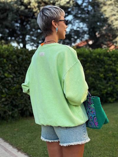 FISTIK YEŞİLİ S.STUDIO YIKAMALI SWEATSHIRT
