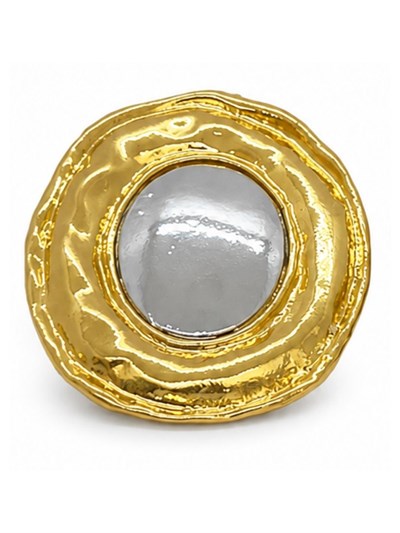 Gold Detaylı Gümüş Bombeli Küpe