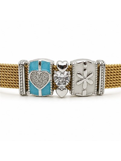 Gold Renk Charm Detaylı Hasır Bileklik