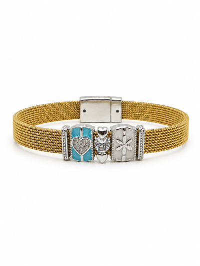 Gold Renk Charm Detaylı Hasır Bileklik
