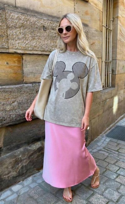 GRİ ÇİZGİLİ MICKEY TSHIRT