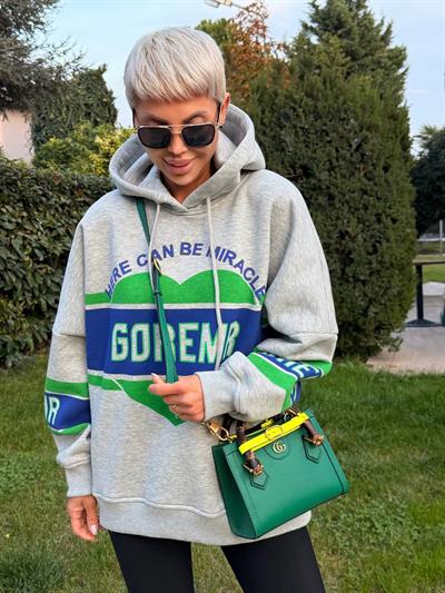 GRİ GOREMR BASKILI SWEATSHIRT