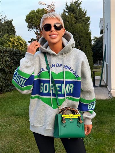GRİ GOREMR BASKILI SWEATSHIRT