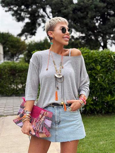 GRİ KAYIK YAKA MERSERİZE