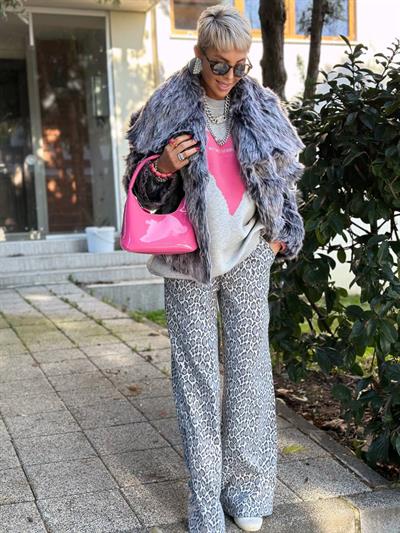 GRİ LEOPAR SOFT PANTOLON
