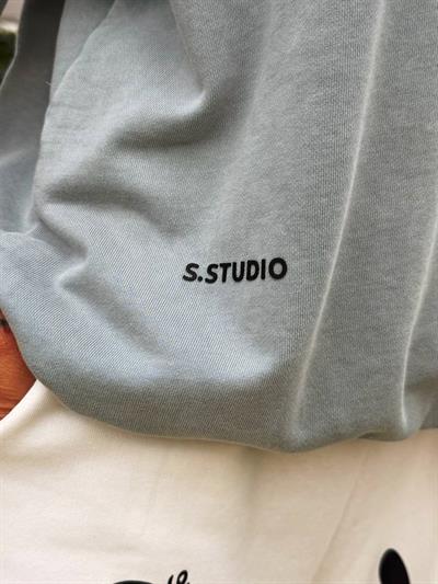 GRİ S.STUDIO YIKAMALI OVERSIZE SWEATSHIRT