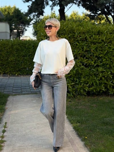 GRİ S.STUDIO DENIM PALAZZO PANTOLON