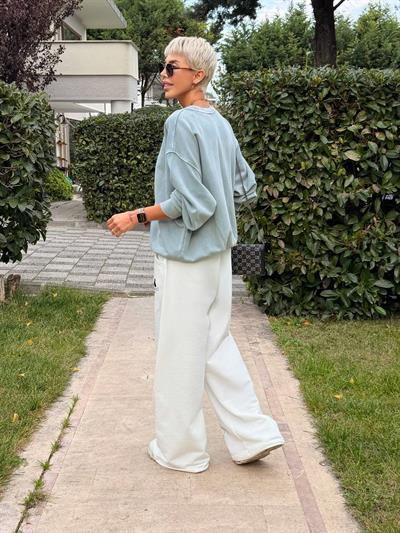 GRİ S.STUDIO YIKAMALI OVERSIZE SWEATSHIRT