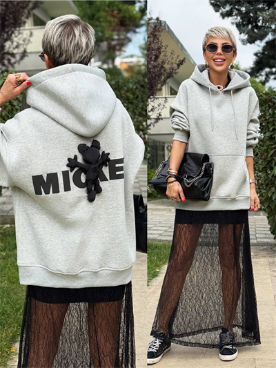 GRİ S.STUDIO MICKEY TASARIM HOODİE