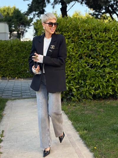 GRİ S.STUDIO DENIM PALAZZO PANTOLON