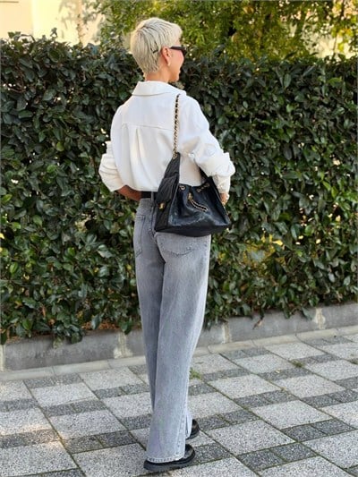 GRİ S.STUDIO WIDE LEG DENIM PANTOLON