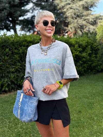 GRİ SAN FRANCISCO BASKILI TSHIRT