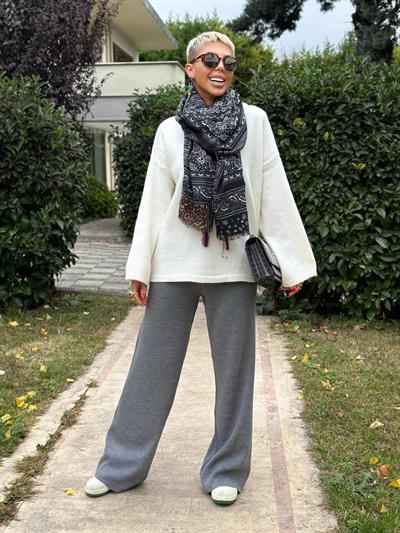 ANTRASİT TRİKO PALAZZO PANTOLON 