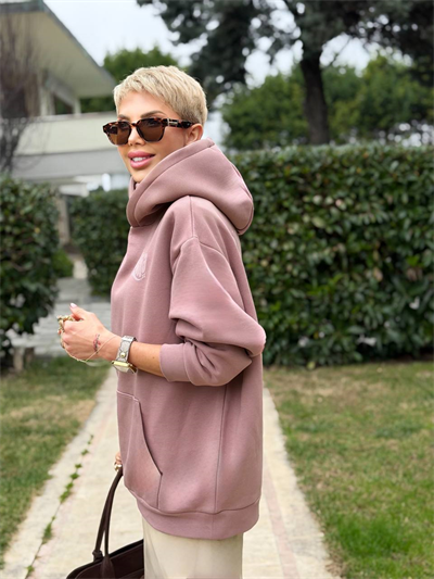 GÜL KURUSU SIRTI NAKIŞLI FORENA SWEATSHIRT