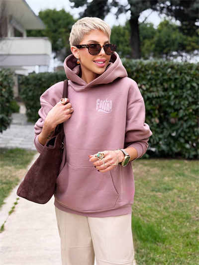 GÜL KURUSU SIRTI NAKIŞLI FORENA SWEATSHIRT