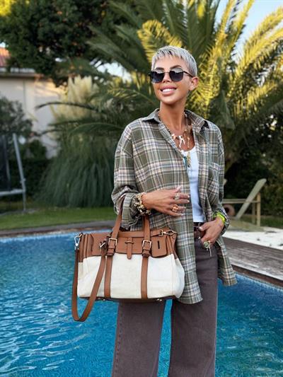 HAKİ EKOSE DESENLİ GÖMLEK