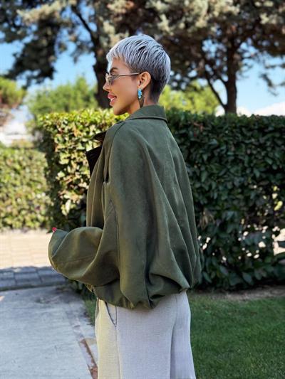 HAKİ SÜET YARASA KOL BALON CEKET