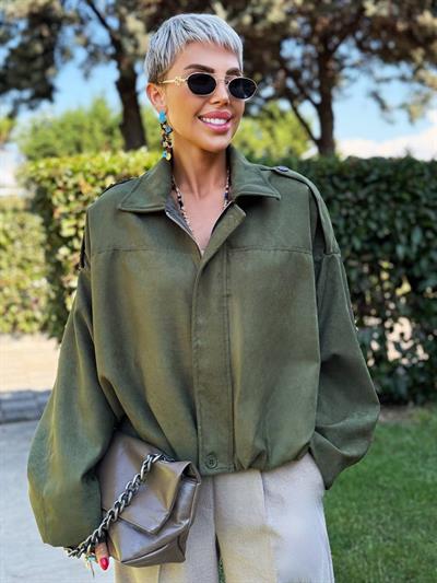 HAKİ SÜET YARASA KOL BALON CEKET