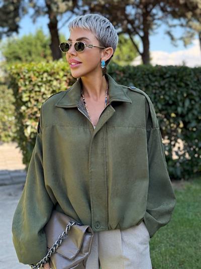 HAKİ SÜET YARASA KOL BALON CEKET