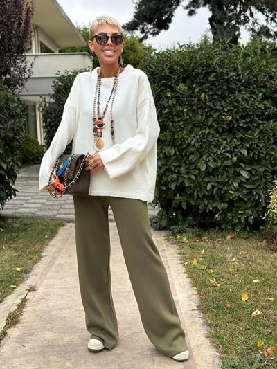 HAKİ TRİKO PALAZZO PANTOLON