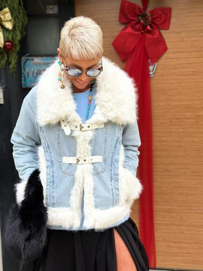 İNDİGO KÜRKLÜ DENIM CEKET