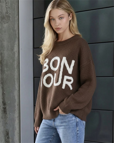 KAHVE BİSİKLET YAKA BONJOUR TRİKO KAZAK
