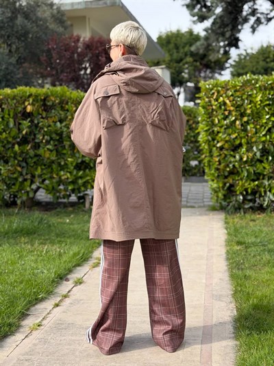 KAHVE CEP DETAY OVERSIZE TRENÇ