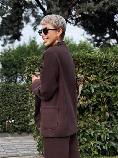 KAHVE CEPLİ ÖRME CEKET