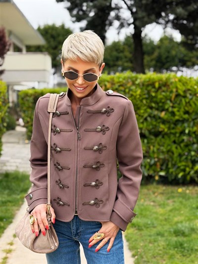 KAHVE DÜĞME DETAY NAPOLYON BLAZER CEKET