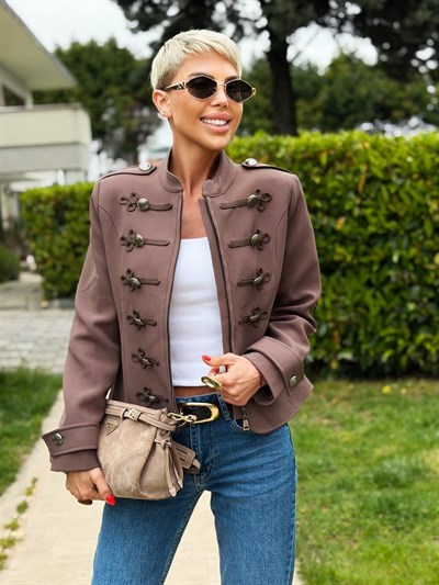 KAHVE DÜĞME DETAY NAPOLYON BLAZER CEKET