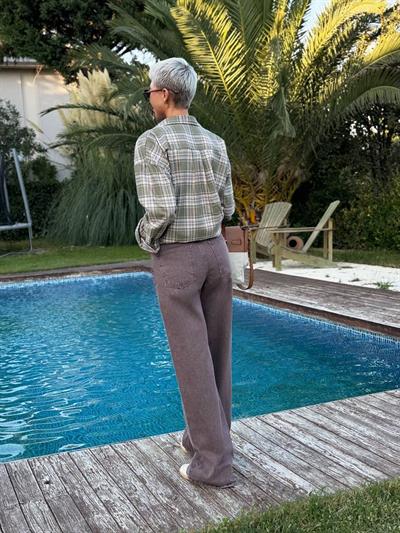 KAHVE ESKİTME DESENLİ PALAZZO PANTOLON