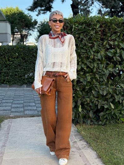 KAHVE ESKİTME WIDE LIGE PANTOLON