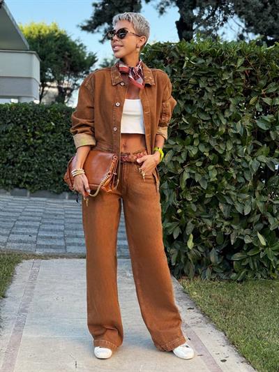 KAHVE ESKİTME WIDE LIGE PANTOLON