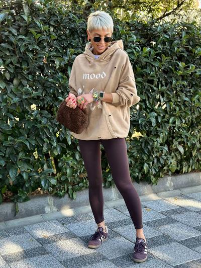 KAHVE FİTİLLİ YÜKSEK BEL TAYT