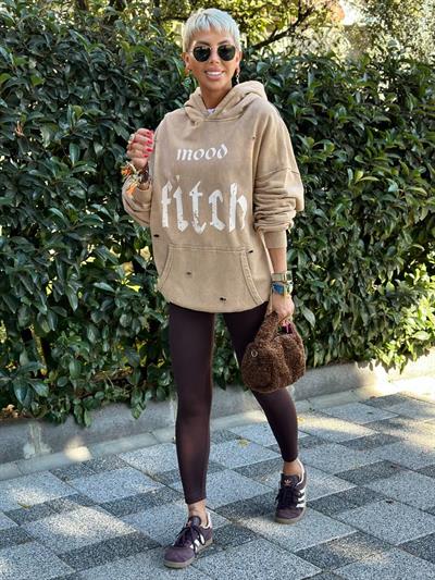 KAHVE FİTİLLİ YÜKSEK BEL TAYT