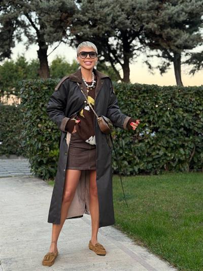 KAHVE İÇİ KÜRKLÜ MUMLU TRENÇ