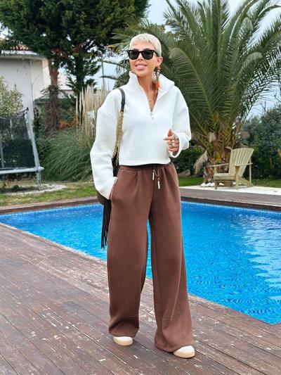 KAHVE İNCİ BAĞCIKLI PALAZZO EŞOFMAN